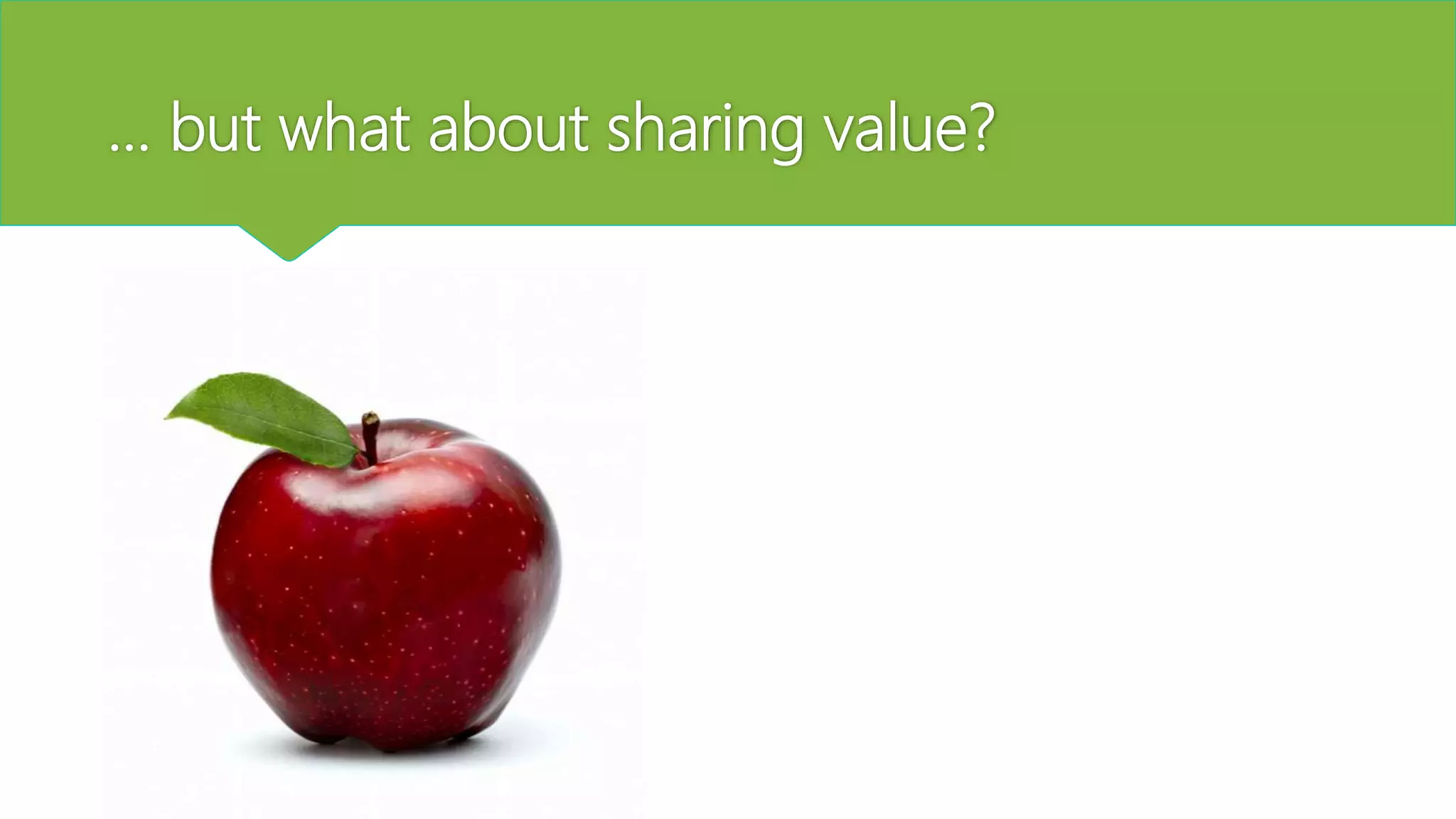 … but what about sharing value?
 