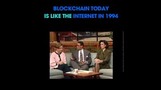 BLOCKCHAIN TODAY
IS LIKE THE INTERNET IN 1994
 
