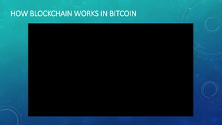 HOW BLOCKCHAIN WORKS IN BITCOIN
 