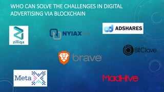 WHO CAN SOLVE THE CHALLENGES IN DIGITAL
ADVERTISING VIA BLOCKCHAIN
 