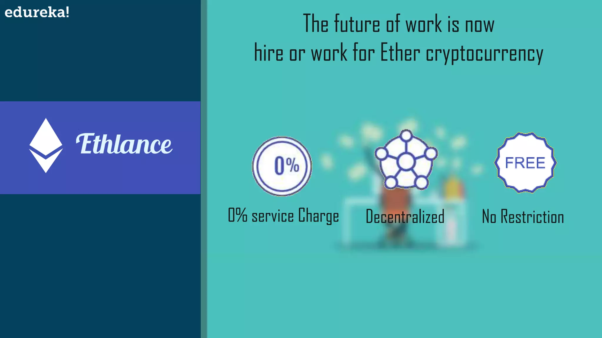 The future of work is now
hire or work for Ether cryptocurrency
0% service Charge Decentralized No Restriction
 