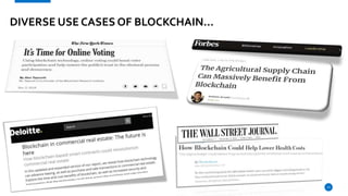 13
DIVERSE USE CASES OF BLOCKCHAIN…
 