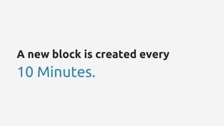 A new block is created every
10 Minutes.
 
