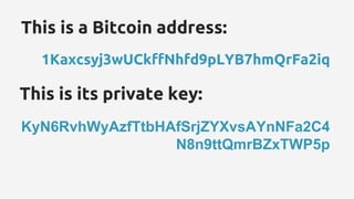 This is a Bitcoin address:
1Kaxcsyj3wUCkffNhfd9pLYB7hmQrFa2iq
KyN6RvhWyAzfTtbHAfSrjZYXvsAYnNFa2C4
N8n9ttQmrBZxTWP5p
This is its private key:
 