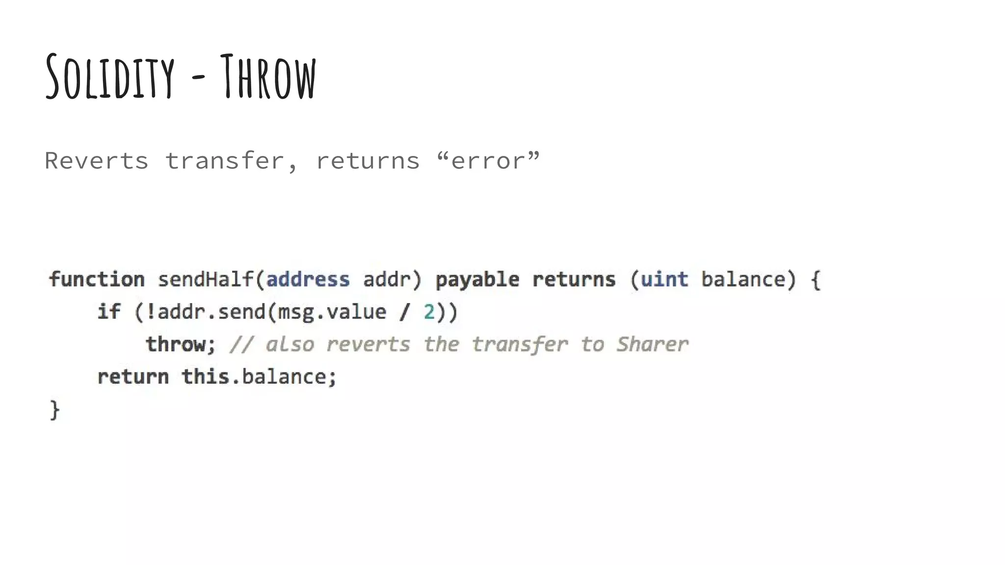 Solidity - Throw Reverts transfer, returns “error” 