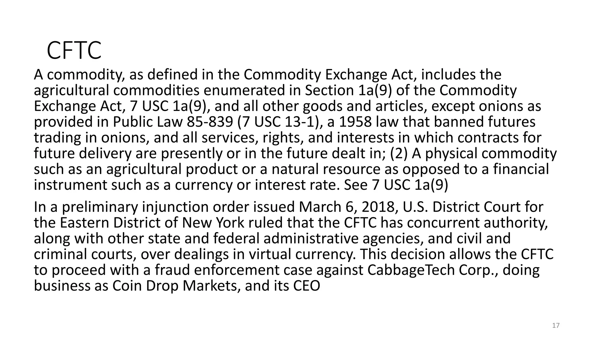 Week 7 - Legal Issues in Blockchain and Cryptocurrencies | PPTX