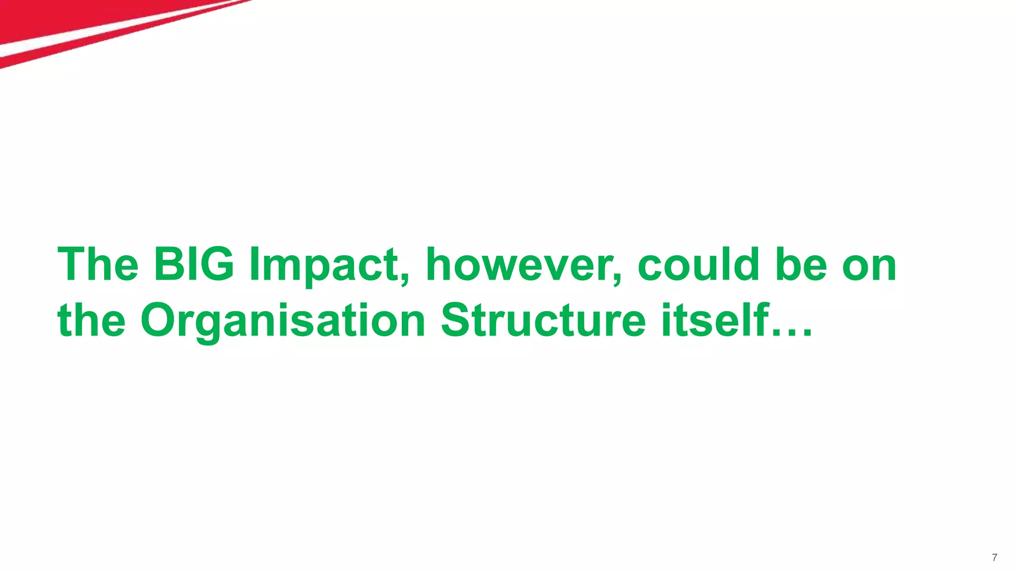 7
The BIG Impact, however, could be on
the Organisation Structure itself…
 