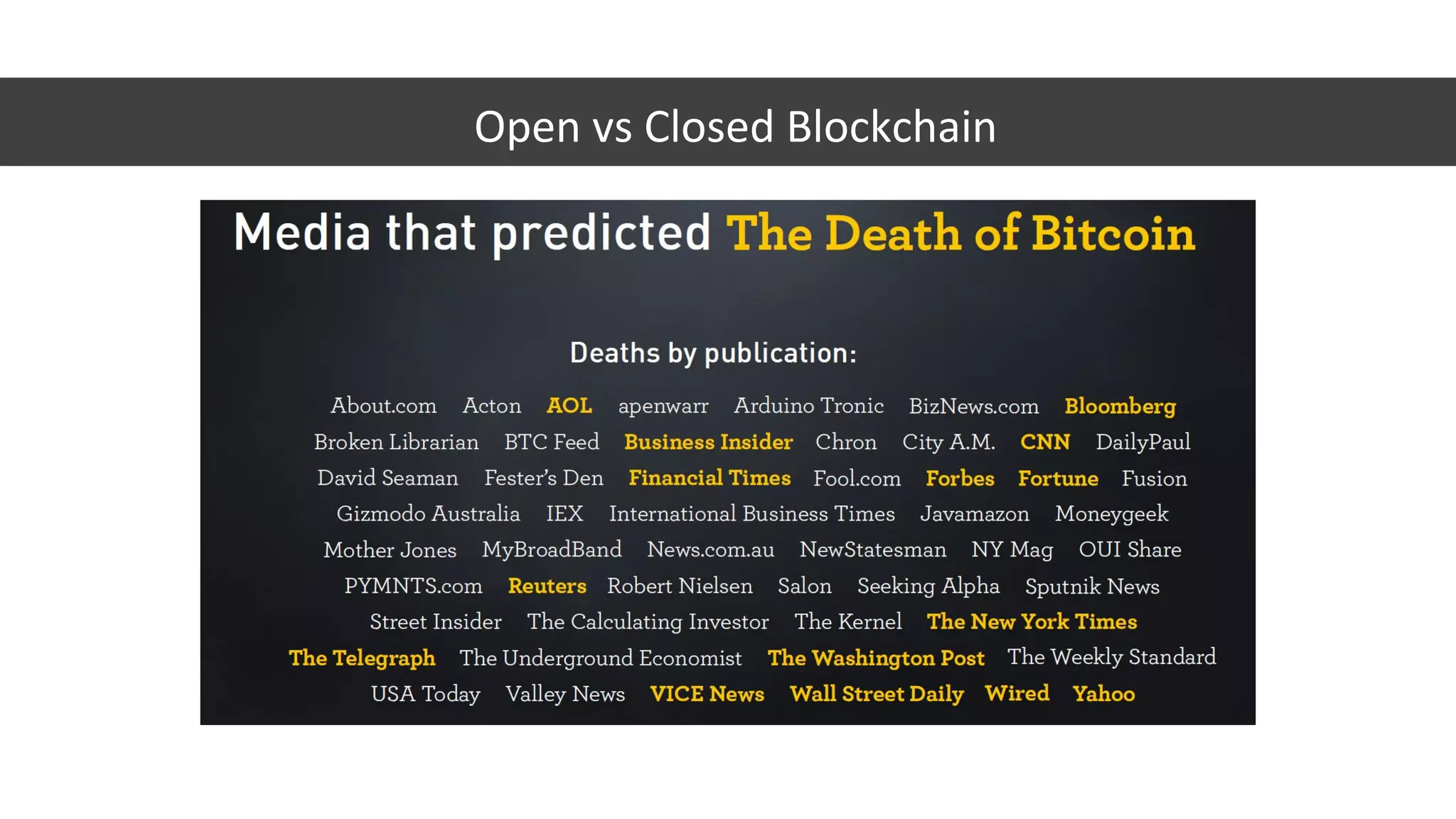 Open vs Closed Blockchain
 