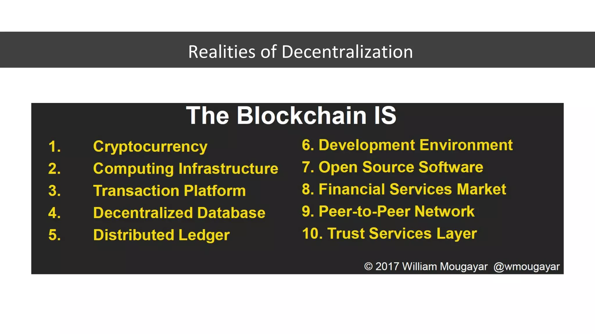 Realities of Decentralization
 