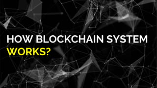 HOW BLOCKCHAIN SYSTEM
WORKS?
 