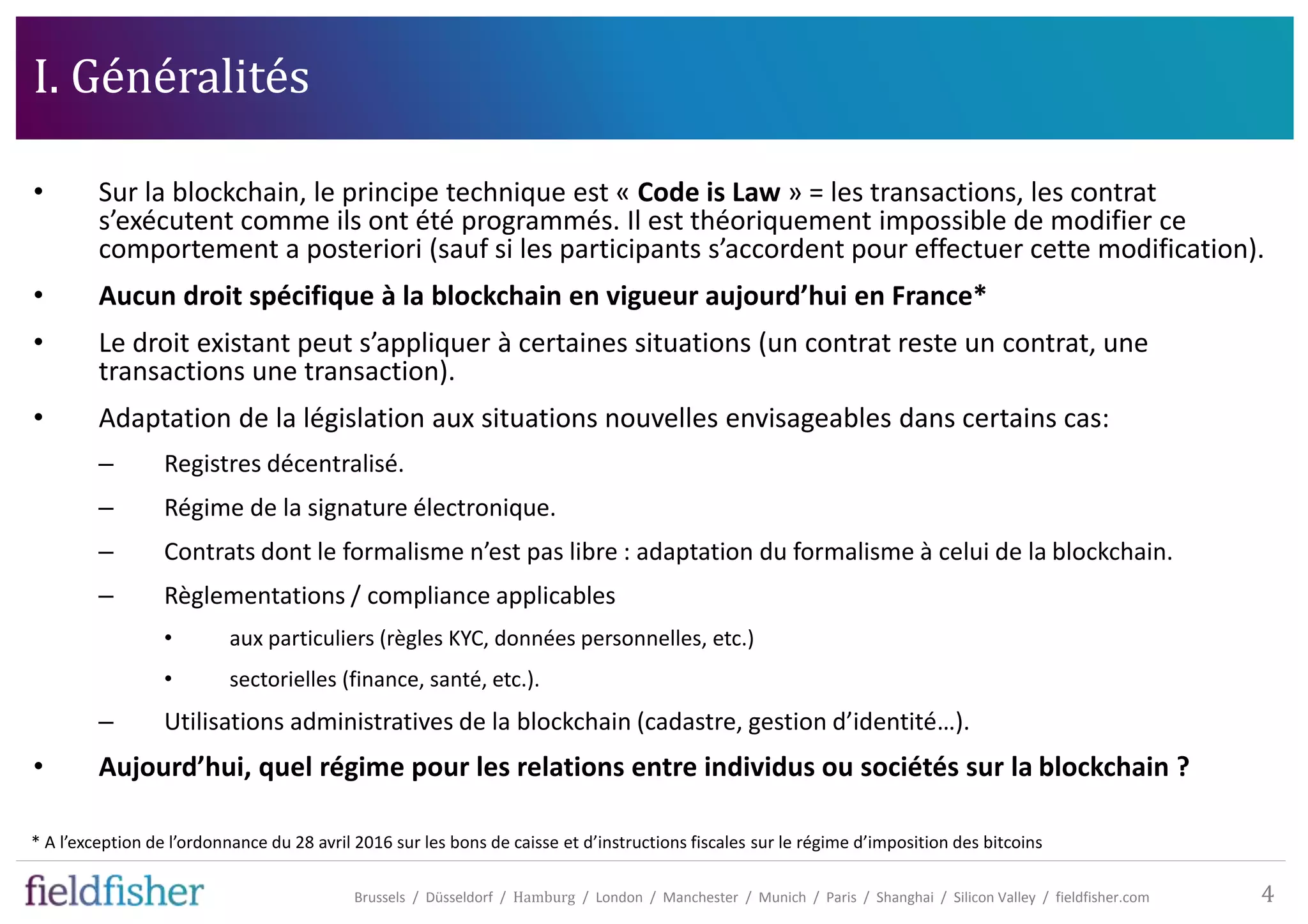 Blockchain et droit | PPTX
