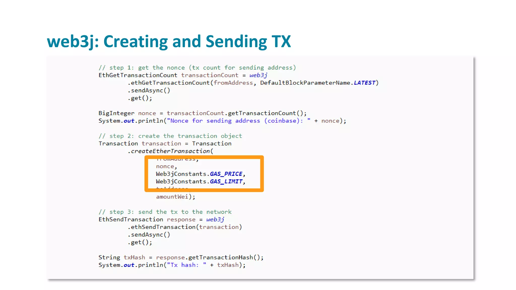 web3j: Creating and Sending TX
 