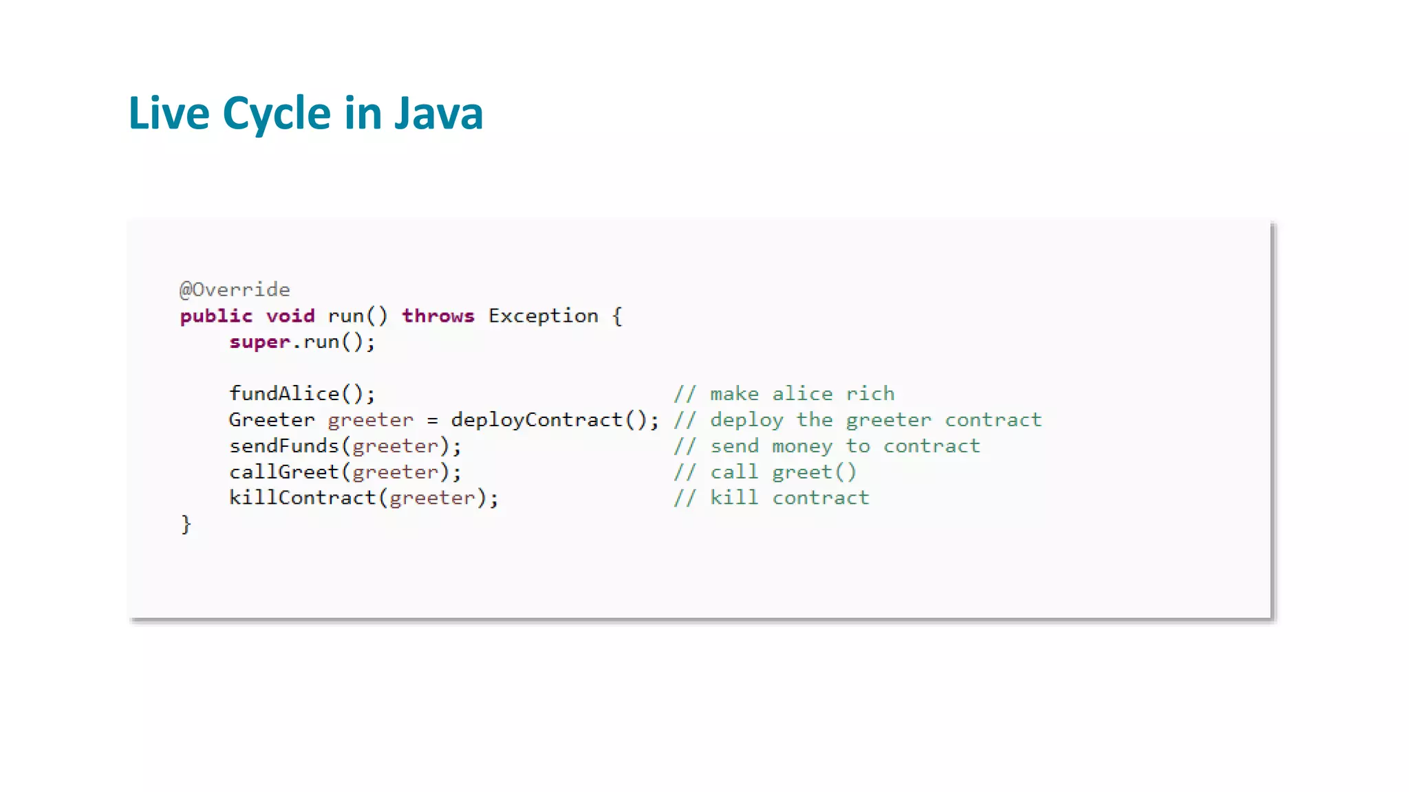 Live Cycle in Java
 