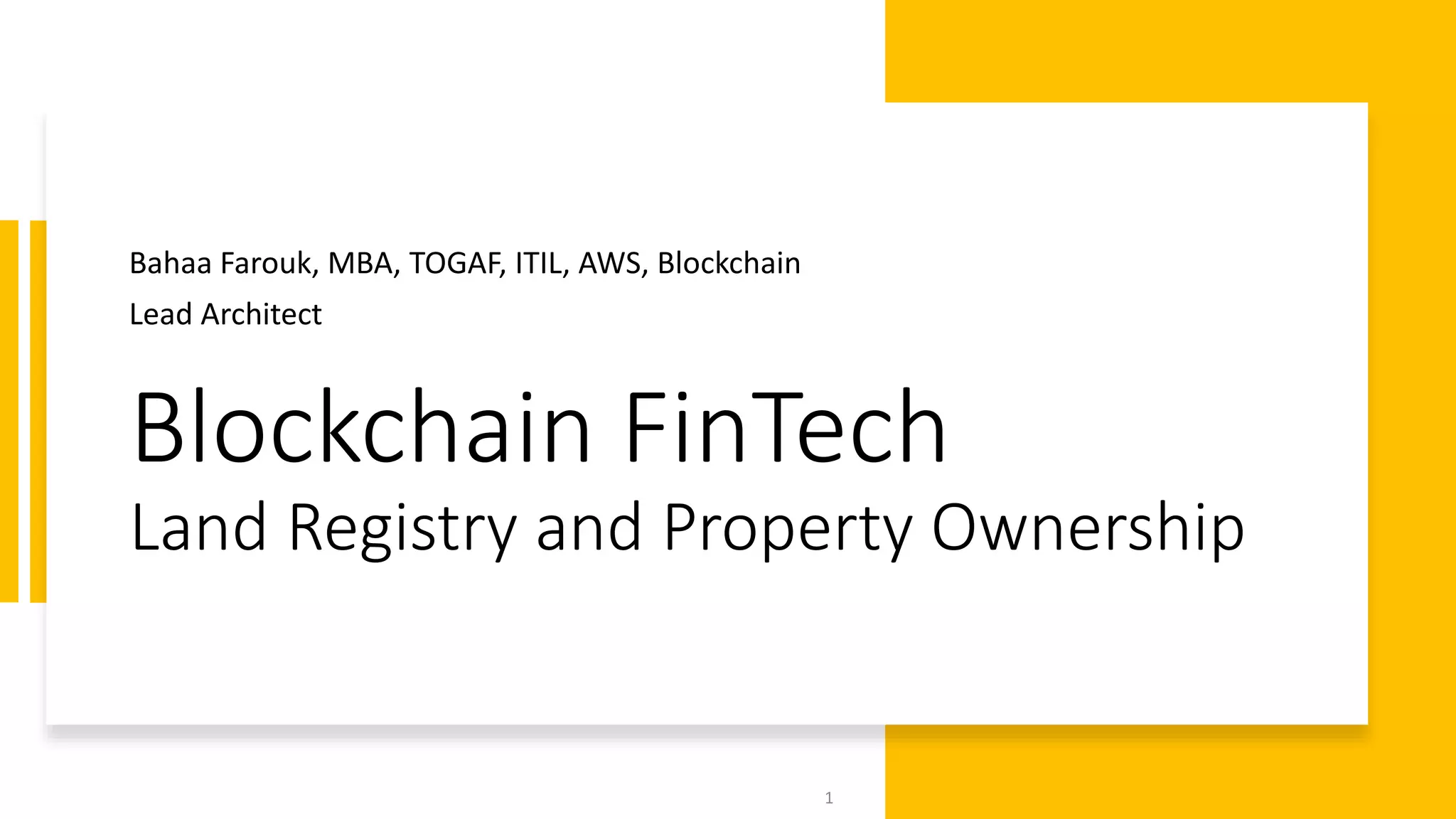 Blockchain FinTech App Land Registry PPT