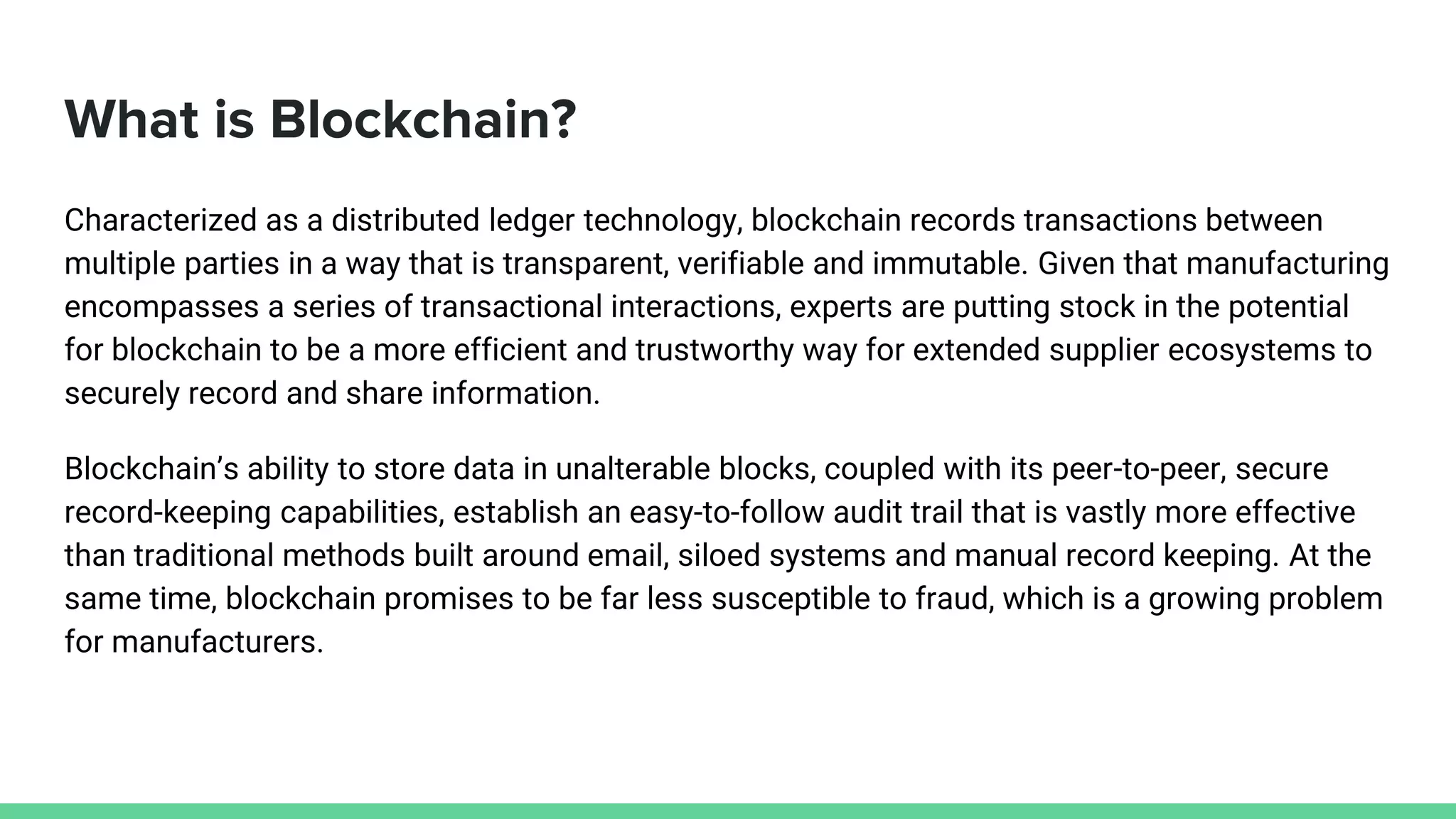 Blockchain for automation