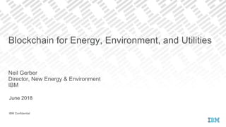 June 2018
IBM Confidential
Blockchain for Energy, Environment, and Utilities
Neil Gerber
Director, New Energy & Environment
IBM
 