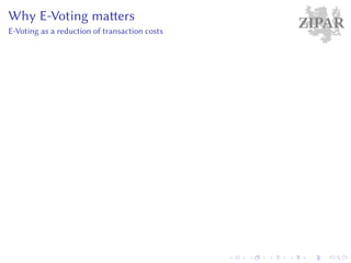 ZIPARWhy E-Voting matters
E-Voting as a reduction of transaction costs
 