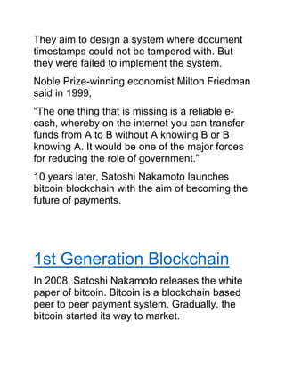 Blockchain history | The Brief History of Blockchain till 2018 | PDF