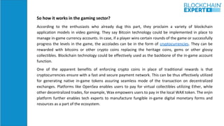 Blockchain in gaming industry