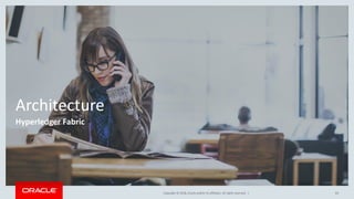 Copyright &copy; 2018, Oracle and/or its affiliates. All rights reserved. |
Architecture
Hyperledger Fabric
63
 