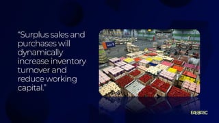 “Surplus sales and
purchases will
dynamically
increase inventory
turnover and
reduce working
capital.”
 