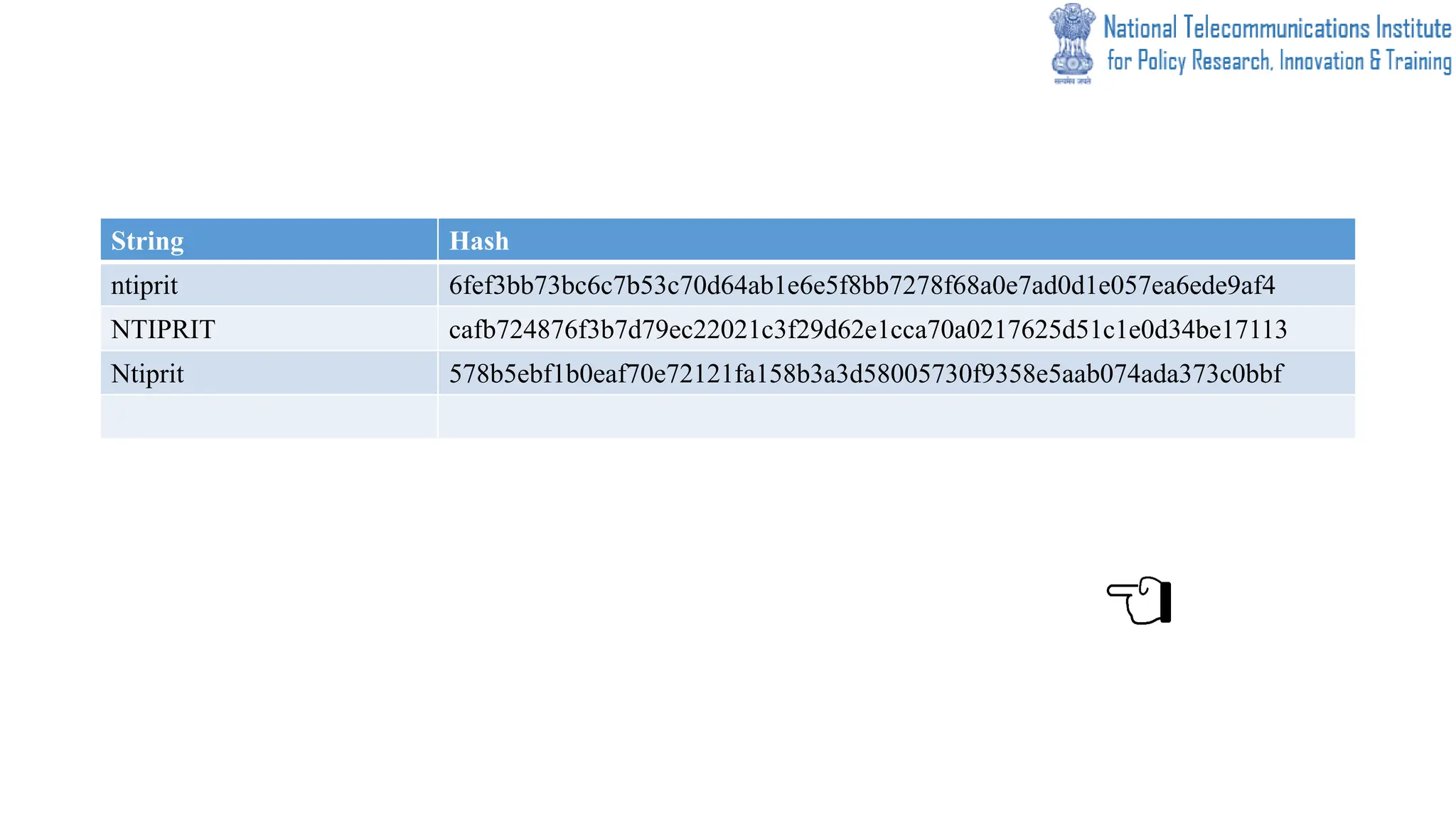 String Hash
ntiprit 6fef3bb73bc6c7b53c70d64ab1e6e5f8bb7278f68a0e7ad0d1e057ea6ede9af4
NTIPRIT cafb724876f3b7d79ec22021c3f29d62e1cca70a0217625d51c1e0d34be17113
Ntiprit 578b5ebf1b0eaf70e72121fa158b3a3d58005730f9358e5aab074ada373c0bbf
 