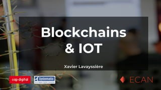 Blockchains
& IOT
Xavier Lavayssière
 