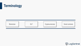 Terminology
Blockchain DLT Cryptocurrencies Smart contracts
 