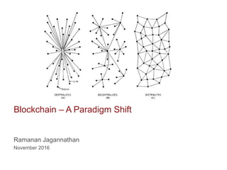 Ramanan Jagannathan
November 2016
Blockchain – A Paradigm Shift
 