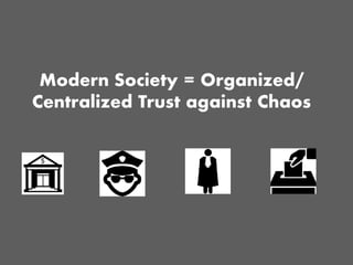 Modern Society = Organized/
Centralized Trust against Chaos
 