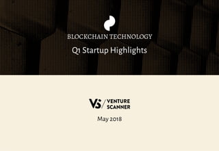 Q1 Startup Highlights
BLOCKCHAIN TECHNOLOGY
May 2018
 