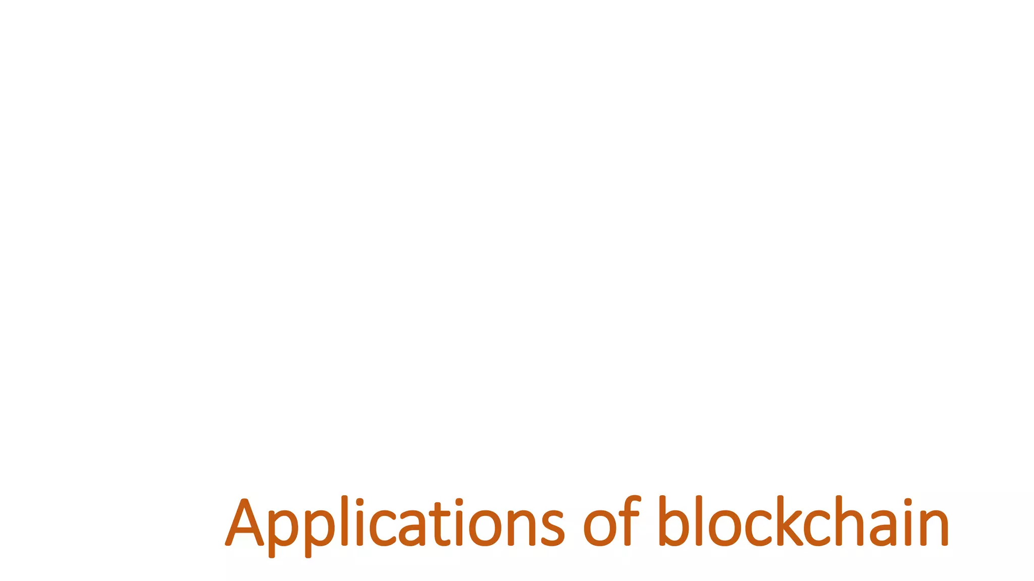 Applications of blockchain
 