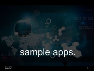 27 Jul 2018
Blockchain
sample apps.
35
 
