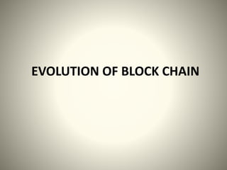 EVOLUTION OF BLOCK CHAIN
 