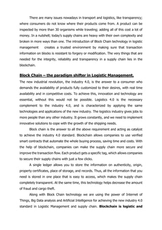 Blockchain technology and logistics management | PDF