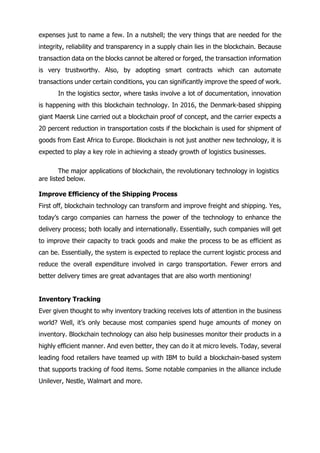 Blockchain technology and logistics management | PDF