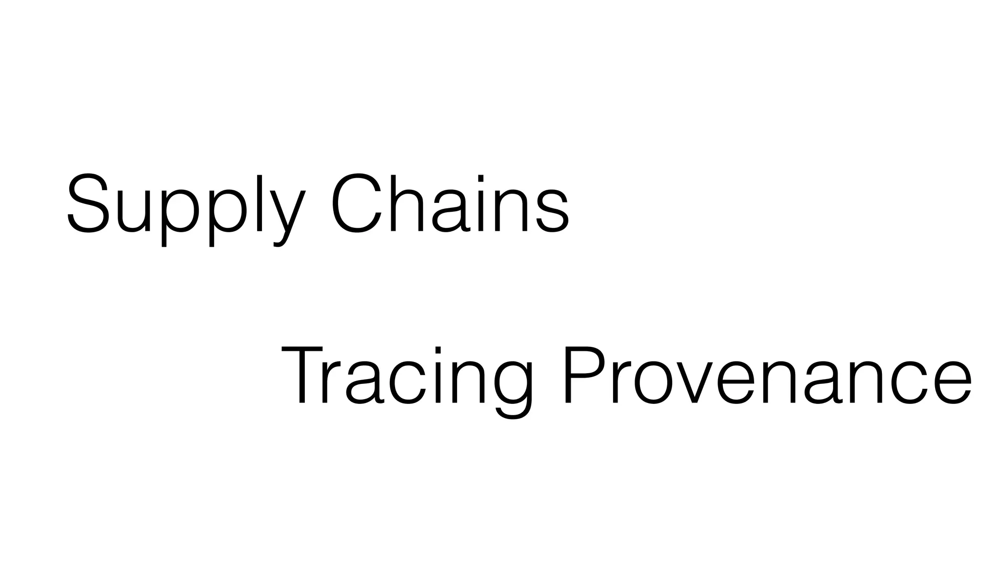 Supply Chains
Tracing Provenance
 