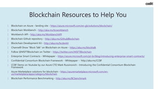 | Blockchain on Azure - landing site - https://azure.microsoft.com/en-gb/solutions/blockchain/
| Blockchain Workbench - ht...