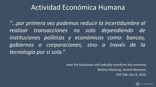 inTechractive.com
Actividad Económica Humana
How the blockchain will radically transform the economy.
Bettina Warburg, Ani...