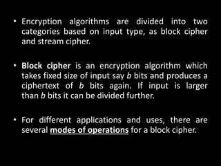 Block Cipher and Operation Modes | PPT
