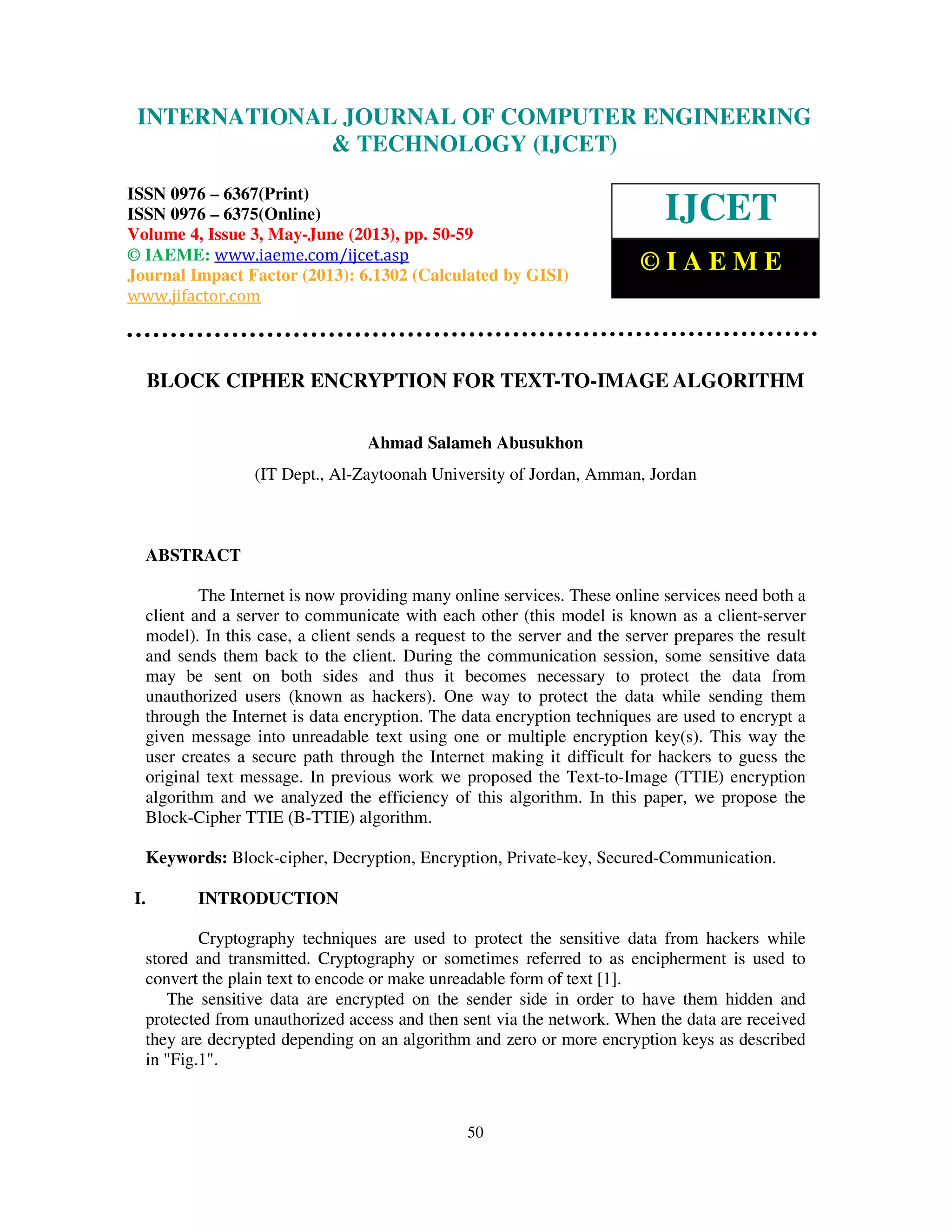 Block cipher encryption for text to-image algorithm | PDF