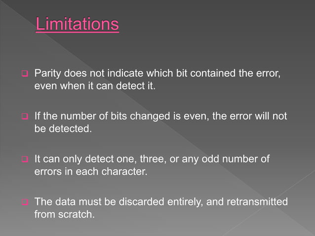 Block coding, error detection (Parity checking, Cyclic redundancy ...