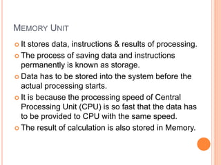 Block diagram of computer & storage unit of memory | PPT