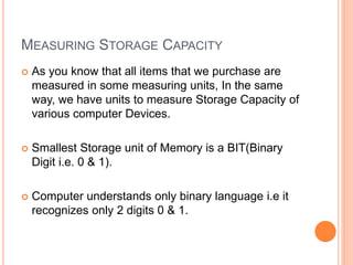 Block diagram of computer & storage unit of memory | PPT