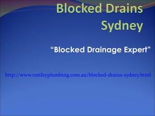 “ Blocked Drainage Expert” http://www.ruttleyplumbing.com.au/blocked-drains-sydney.html 