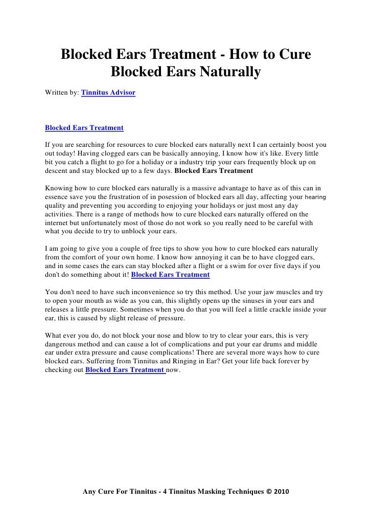 Blocked Ears Treatment How to Cure Blocked Ears Naturally