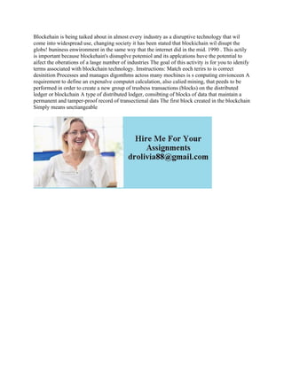 Blockehain is being taiked about in almost every industry as a disrupt.pdf image.