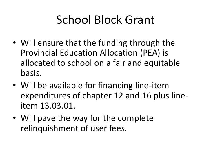 Block grant and block grant formulae for the education sector (lao pd…