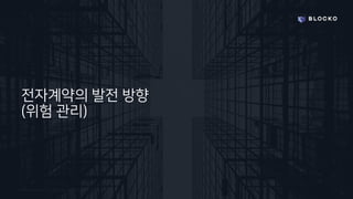 Confidential and Propriety. Copyright © 2020 BLOCKO. All rights reserved.
전자계약의 발전 방향
(위험 관리)
 