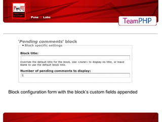 Block configuration form with the block’s custom fields appended 